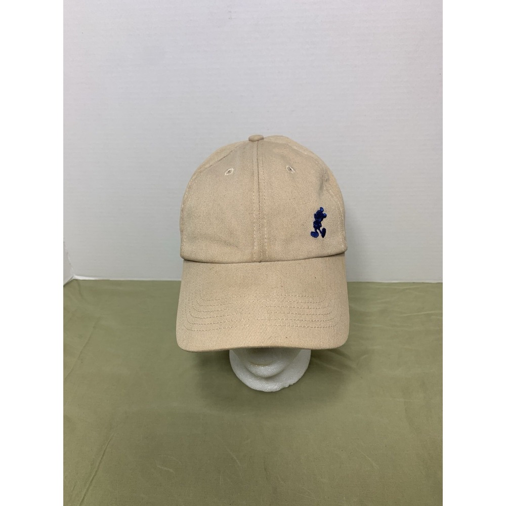Walt Disney World Adult Hat Cap Adjustable Tan Navy Mickey Mouse Embroidered